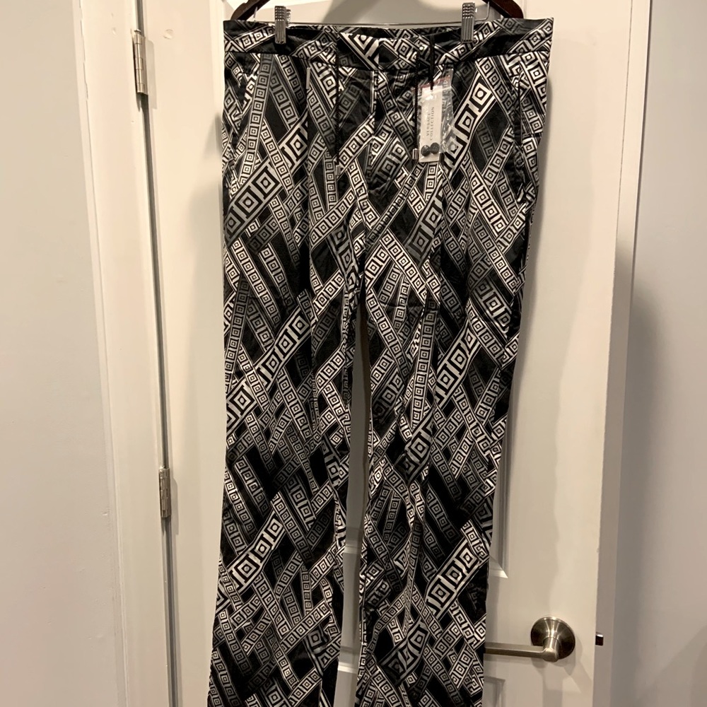 Versace Black and White Geometric Pants 52 / US 16